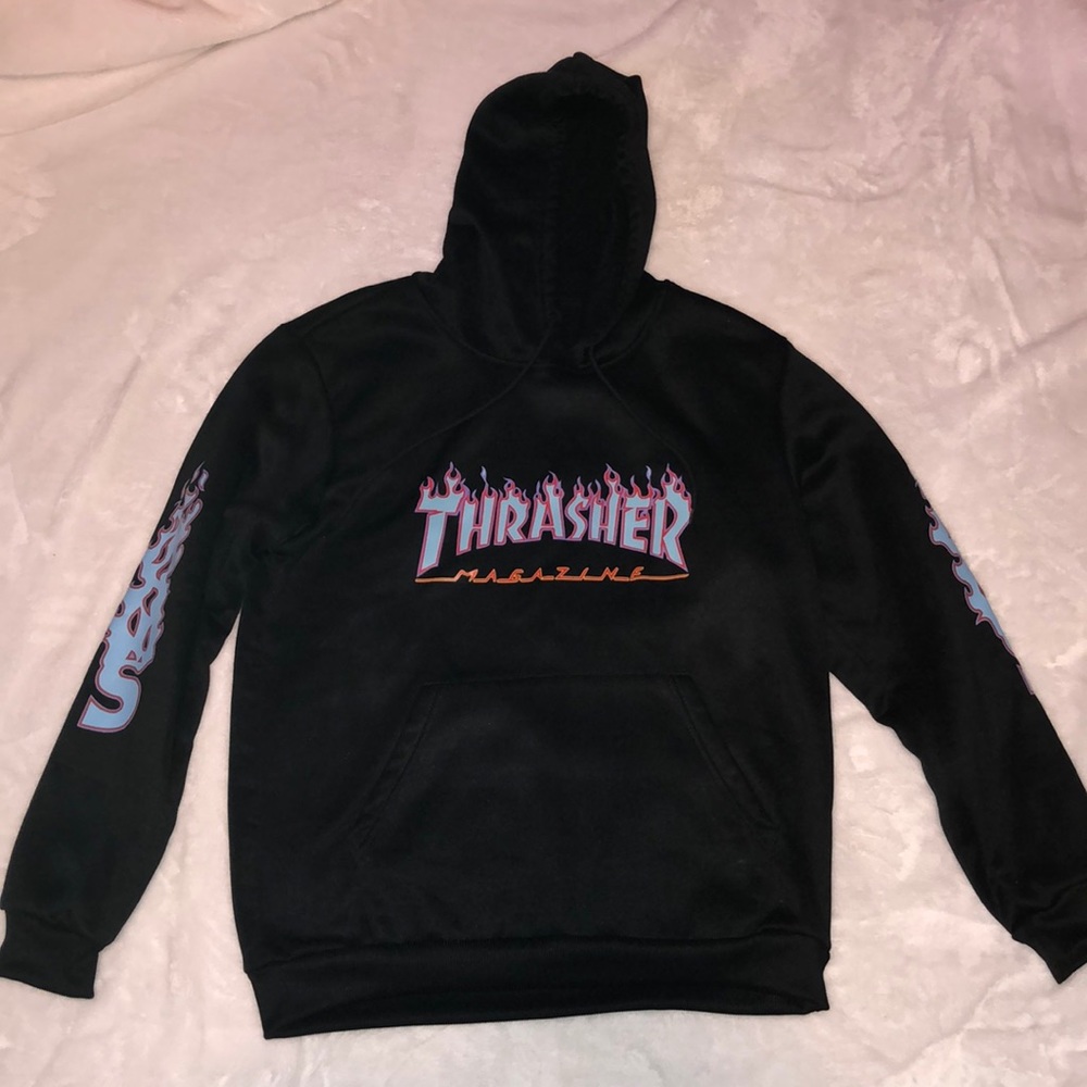 thrasher hoodie w blue flames